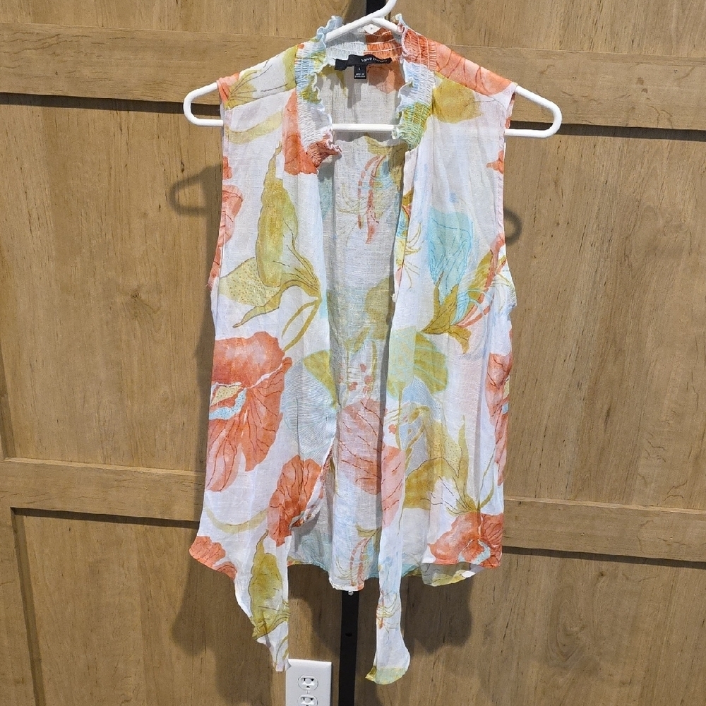 (J42) Harve Benard Floral Sleeveless Blouse - Multicolor Sz L